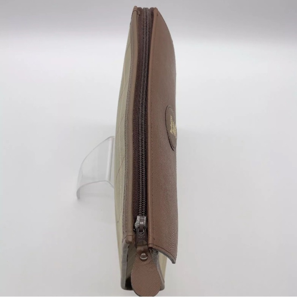 Burberrys Beige Brown Canvas and Leather Check Pattern Clutch Bag - Vintage - Picture 10 of 13